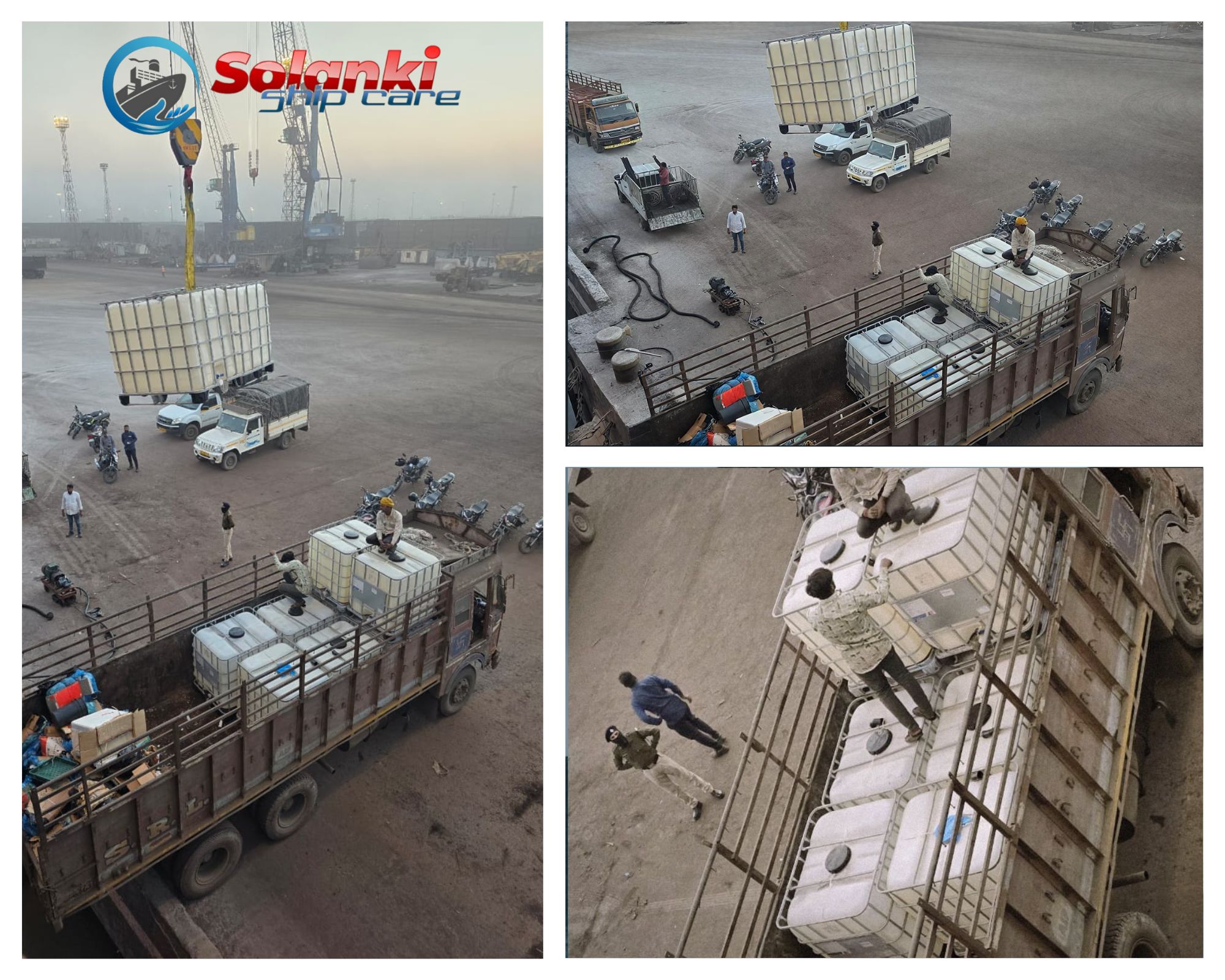 Solanki Ship Care successfully completed fire-fighting equipment servicing onboard MV GRACE LOUISE at Kandla Port, including inspection, refilling, testing, and standby maintenance of M Foam fire extinguishers, fully compliant with SOLAS, IMO, Class, Flag